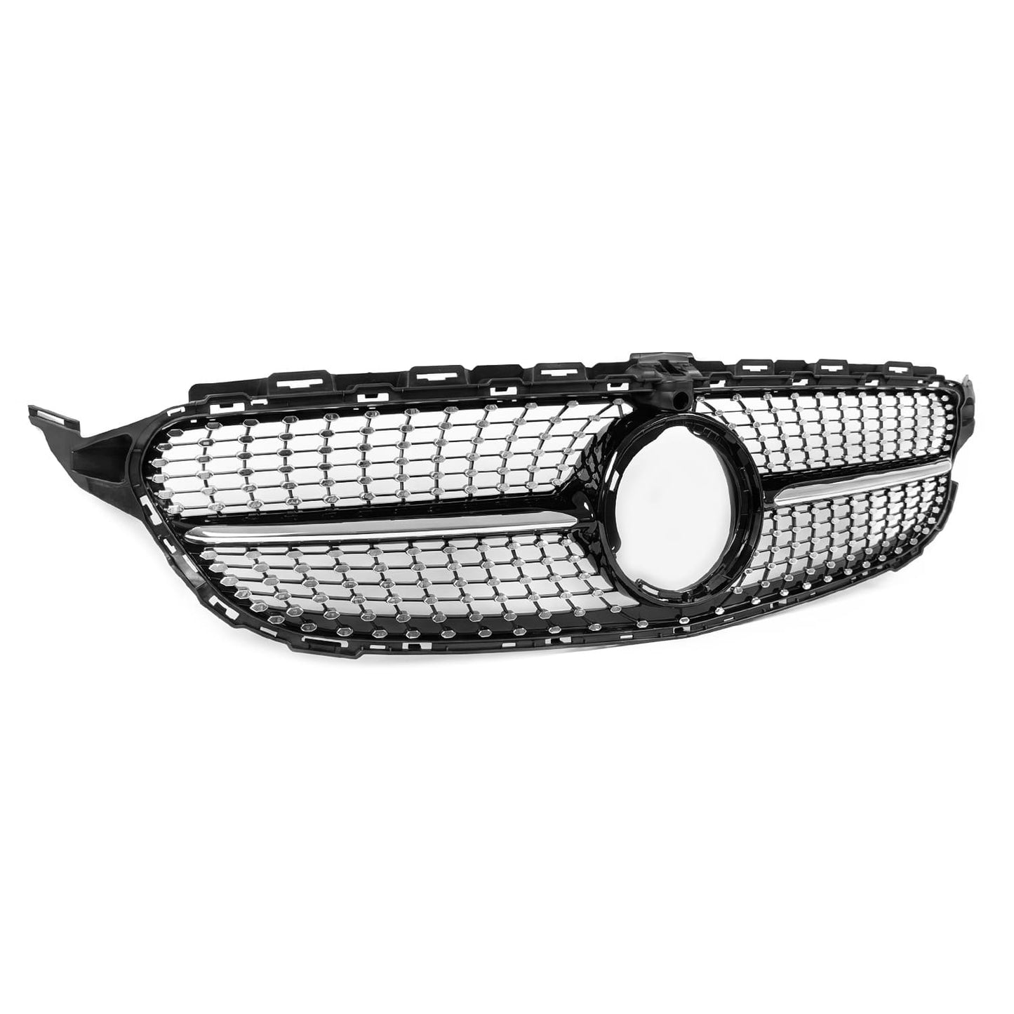 Diamantfront Grill Mercedes med kamera W205 / S205 / C205 Blank svart (18-21)