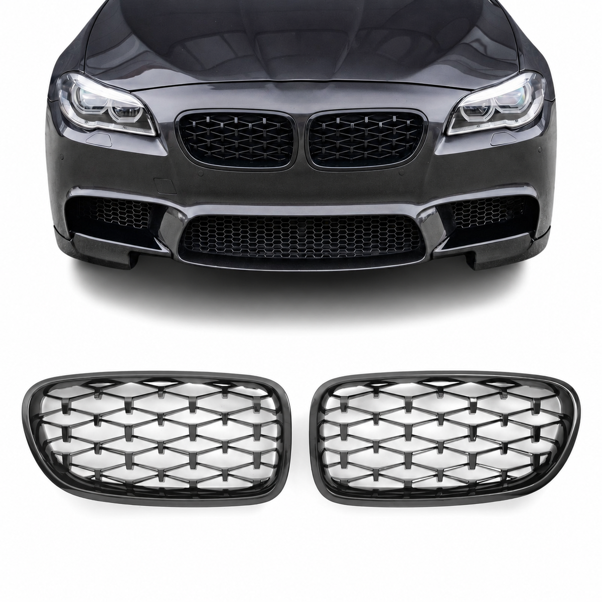 Diamond Främre njurar för BMW F10 / F11, blank svart
