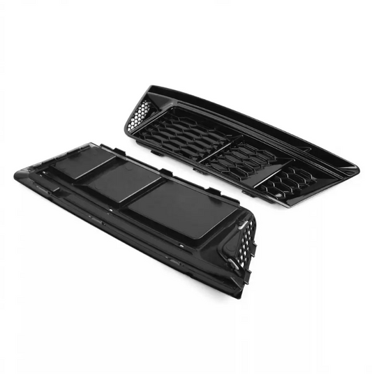 RS-stil Dimljusgrill / Skydd sats för Audi A4 B9 (15-19) standard version, utan distronic, blank svart