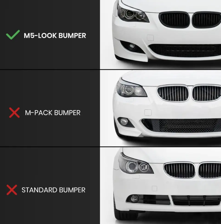 Dimljus Delete Grill / Skydd sats för BMW E60 / E61 med M5-stil stötfångare