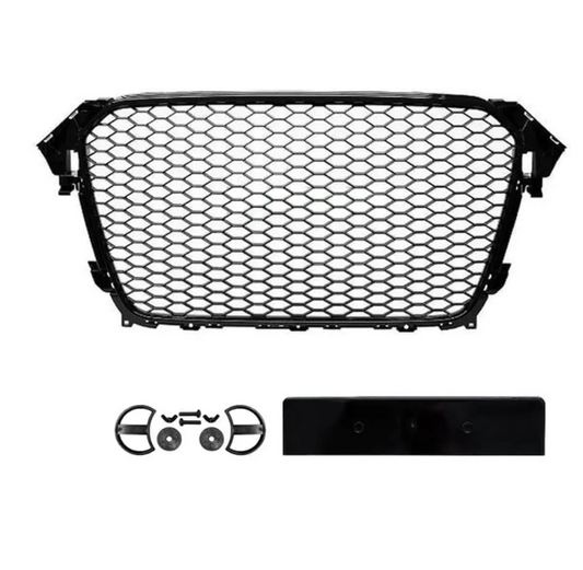 RS-design Frontgrill för Audi A4 B8.5 / S4 B8.5 (12-15) utan PDC, blank svart