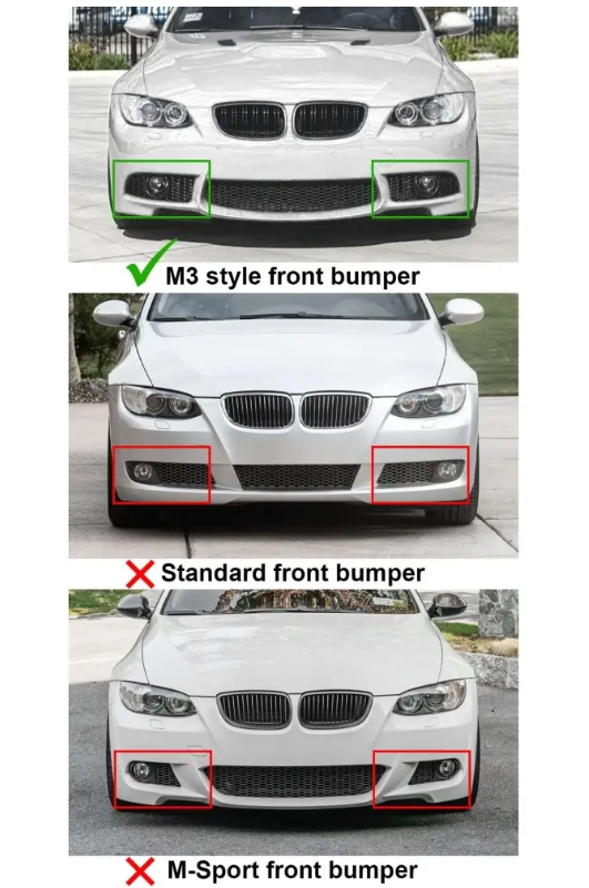 Dimljus för BMW E92 / E93 M3-stil stötfångare, klar, vänster sida, klar