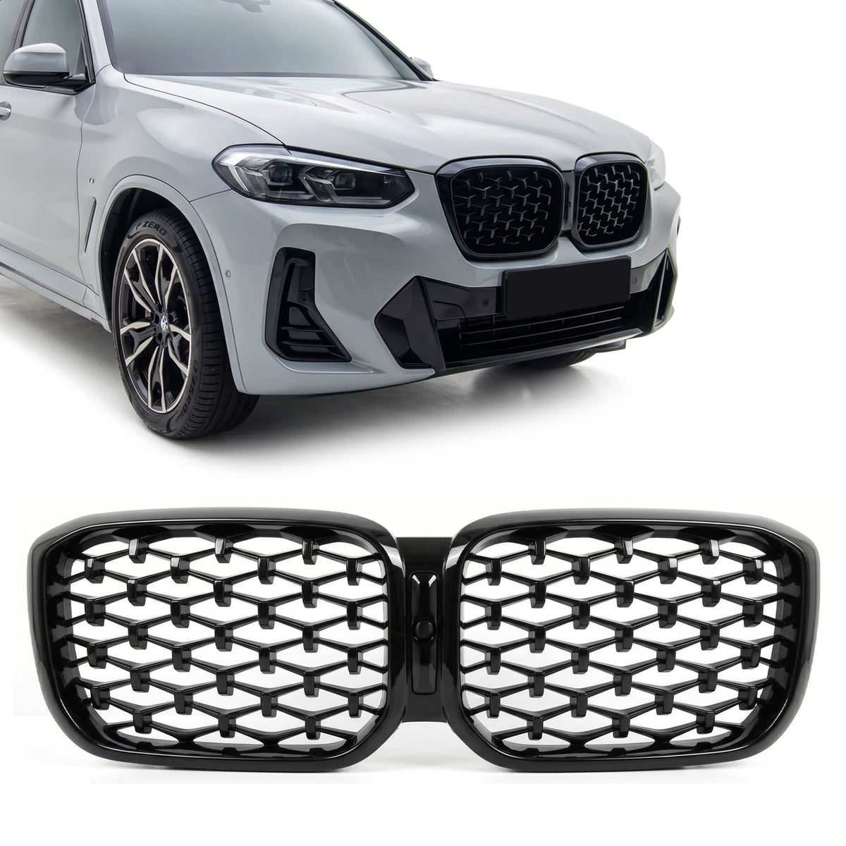 Diamond Njurar för BMW G01 X3 LCI / G02 X4 LCI (21-24), blank svart