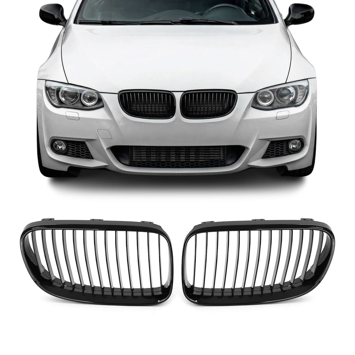 Främre njurar för BMW E92 / E93 LCI (10-13), blank svart