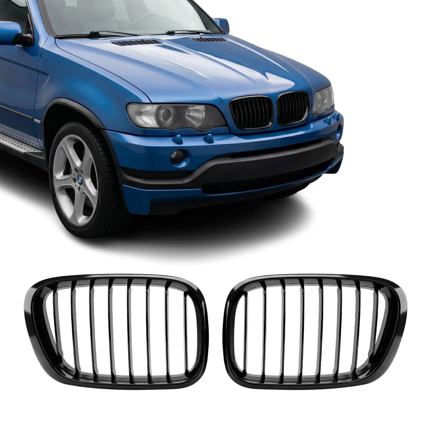 Främre njurar för BMW X5 E53 pre-facelift (99-03), blank svart