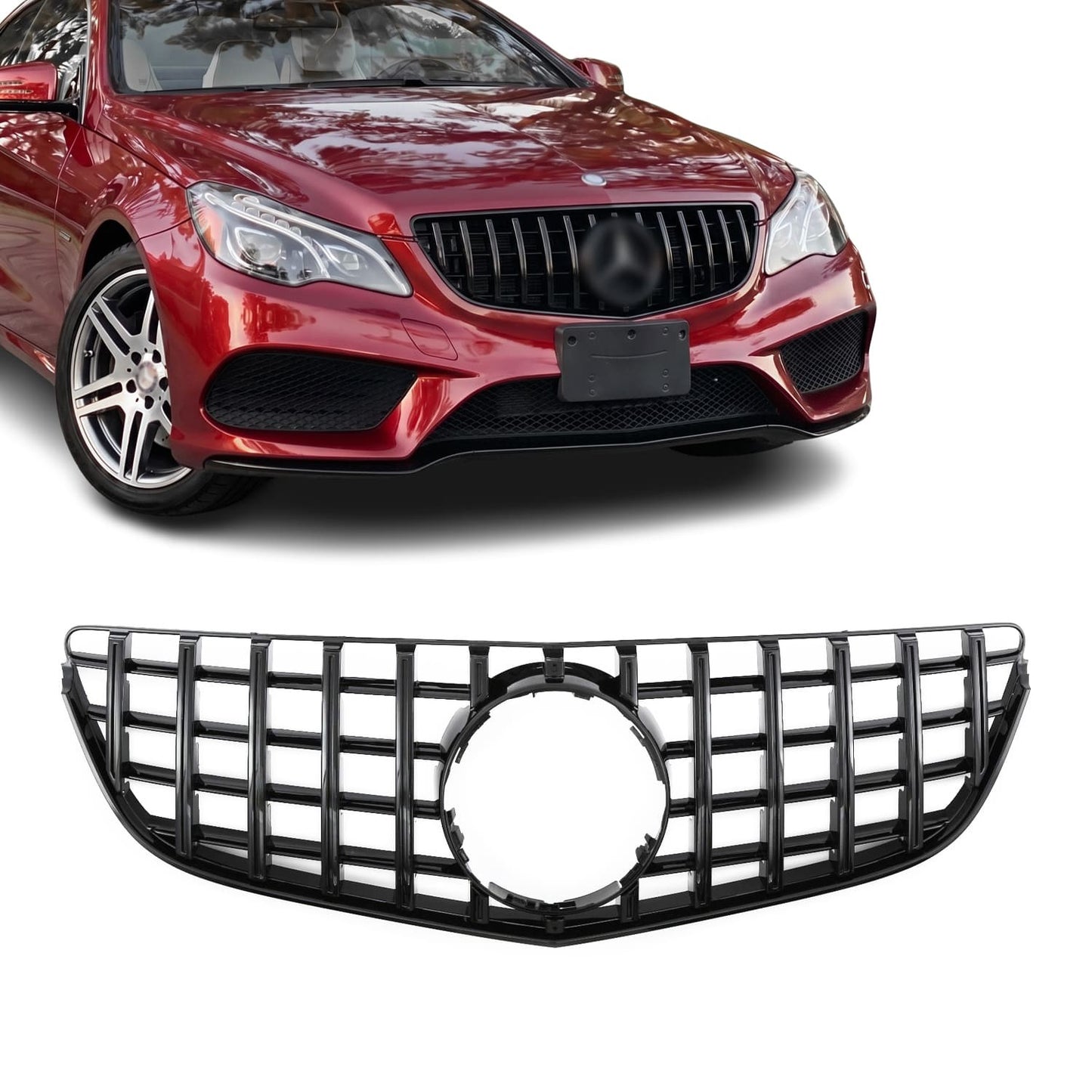 Panamericana GT-stil Frontgrill för Mercedes C207 / A207 facelift (13-17), blank svart