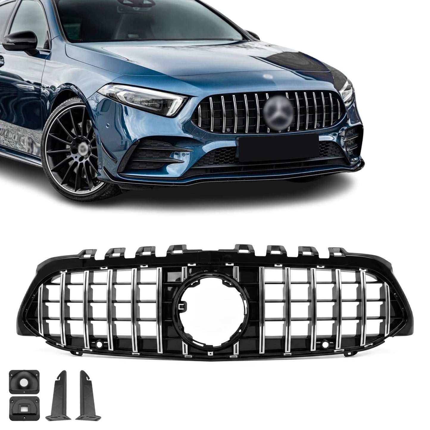 Panamericana GT-stil Frontgrill för Mercedes V177 / W177 (18-22) pre-facelift, svart + krom