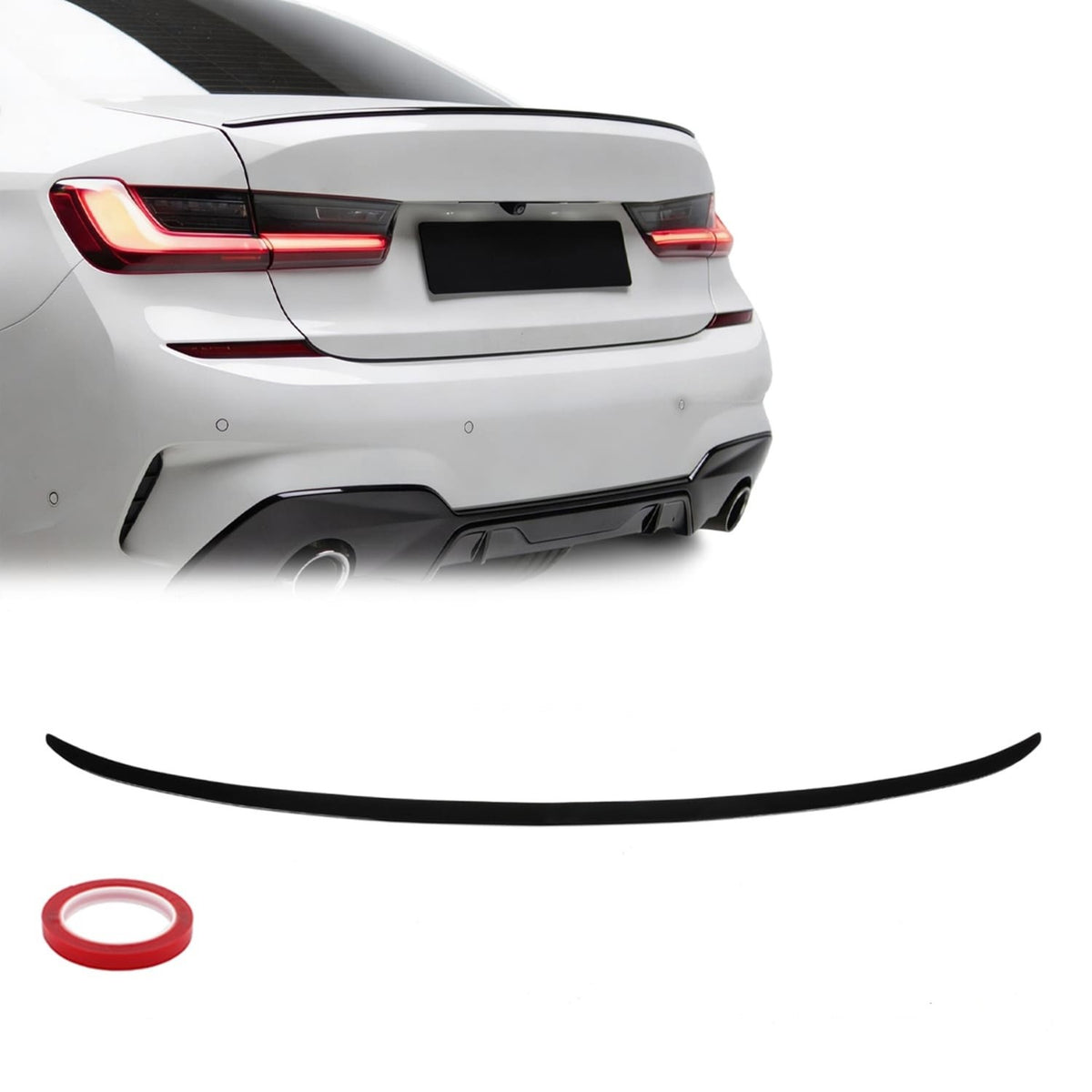 Bakluckespoiler för BMW G20 / G80, blank svart