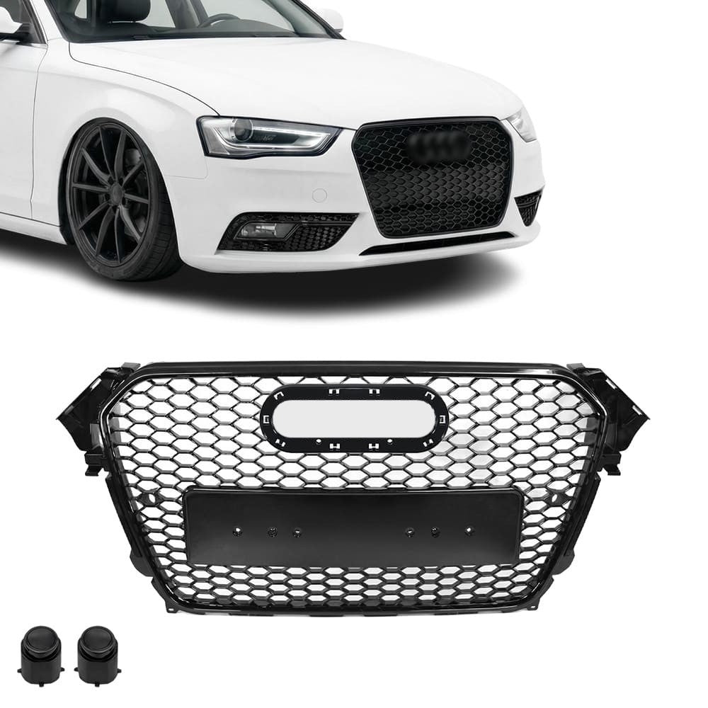 RS-stil Frontgrill för Audi A4 B8.5 / S4 B8.5 (12-15), blank svart