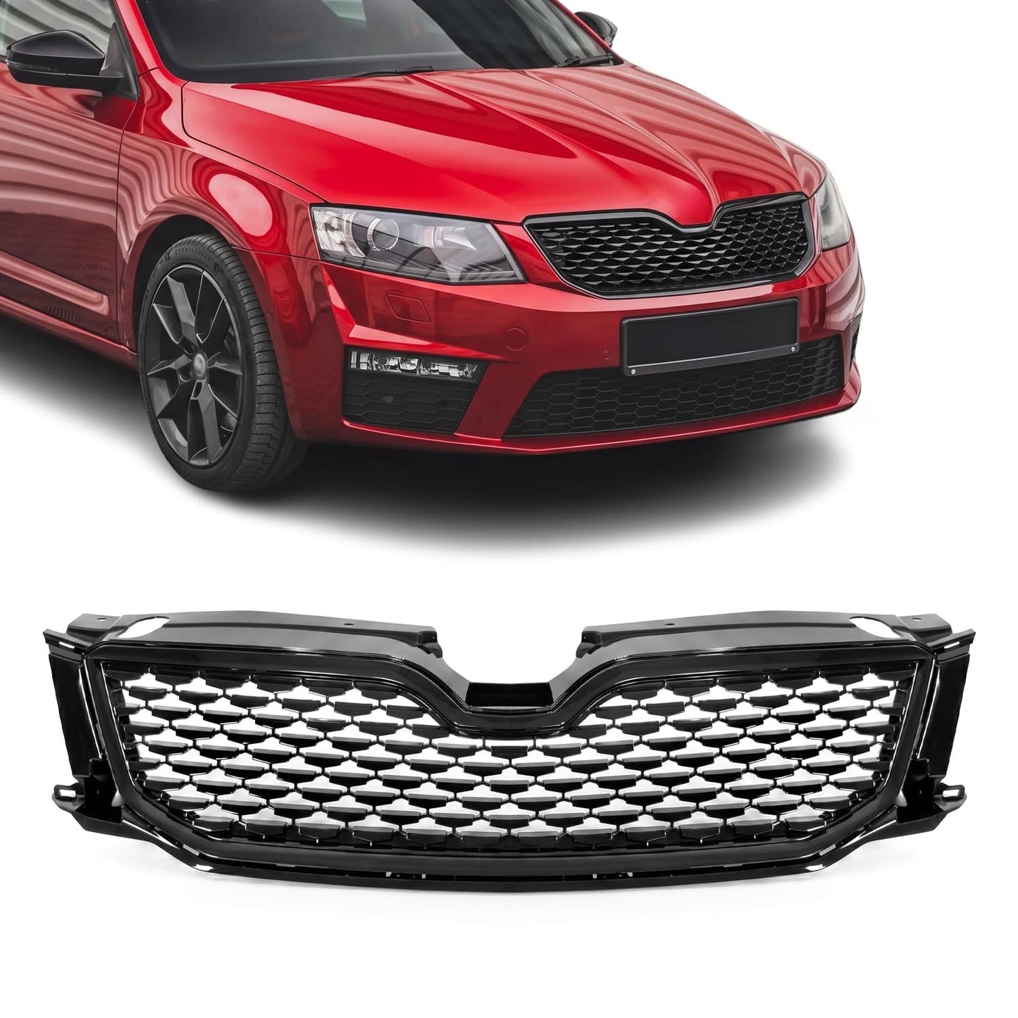 WR Frontgrill för Skoda Octavia MK3 (13-16) pre-facelift, blank svart