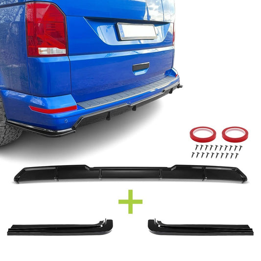 MX style bakre diffuser + Bak sido diffuser Volkswagen Transporter T6/T6.1 Blank Svart