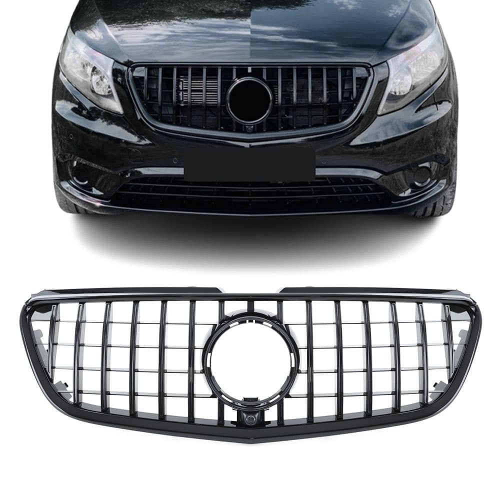 GT R Panamericana style Grill Mercedes Vito W447 Blank svart (14-19)