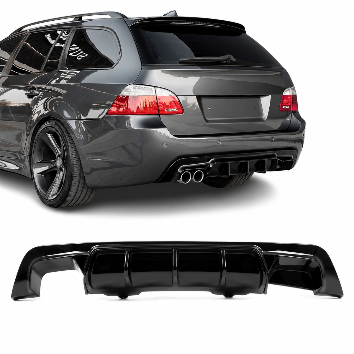 WR Bak Diffuser för BMW E60 / E61 med M-Pack, blank svart