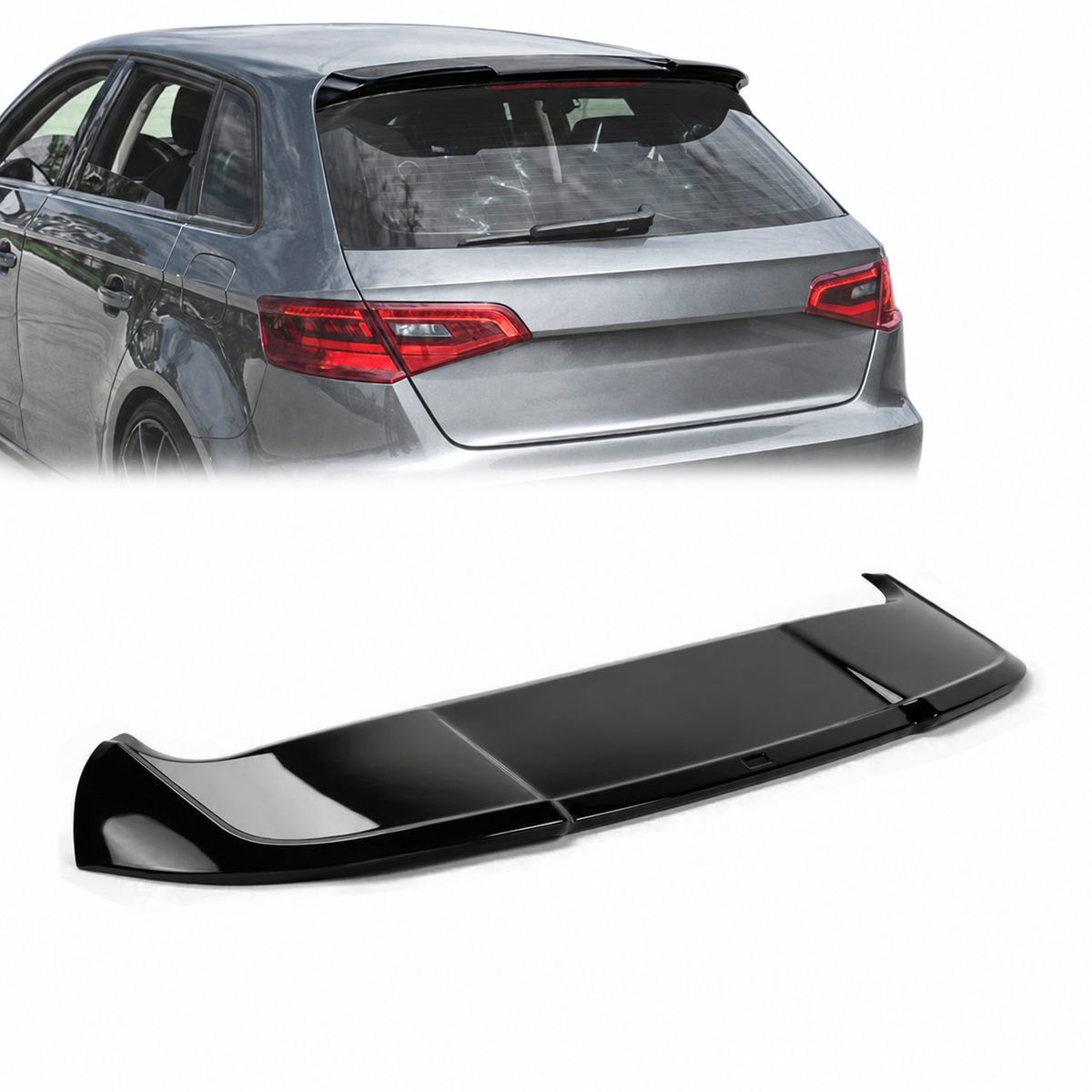 RS-stil Takspoiler för Audi A3 8V Sportback (5-dörrar), blank svart