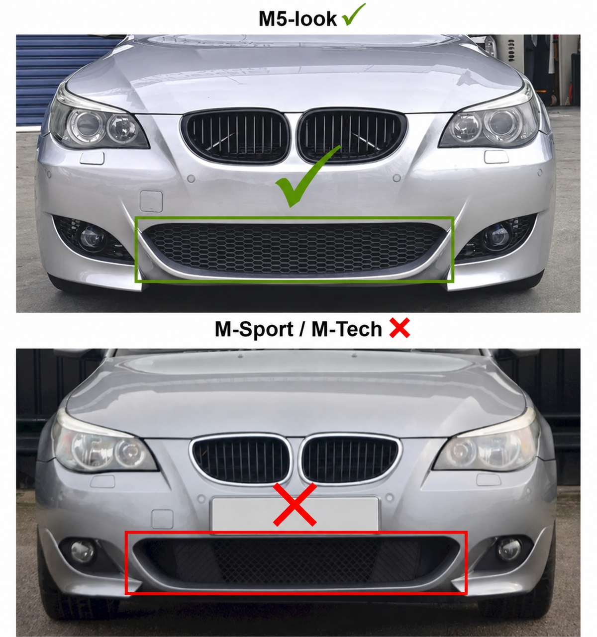 Mitten galler för BMW E60 / E61 (03-10) M5 look stötfångare