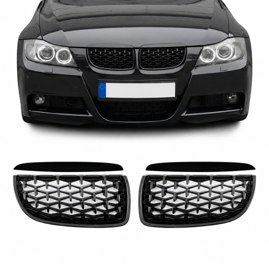 Diamond style njurar för BMW E90 / E91 PRE-LCI (05-08), blank svart