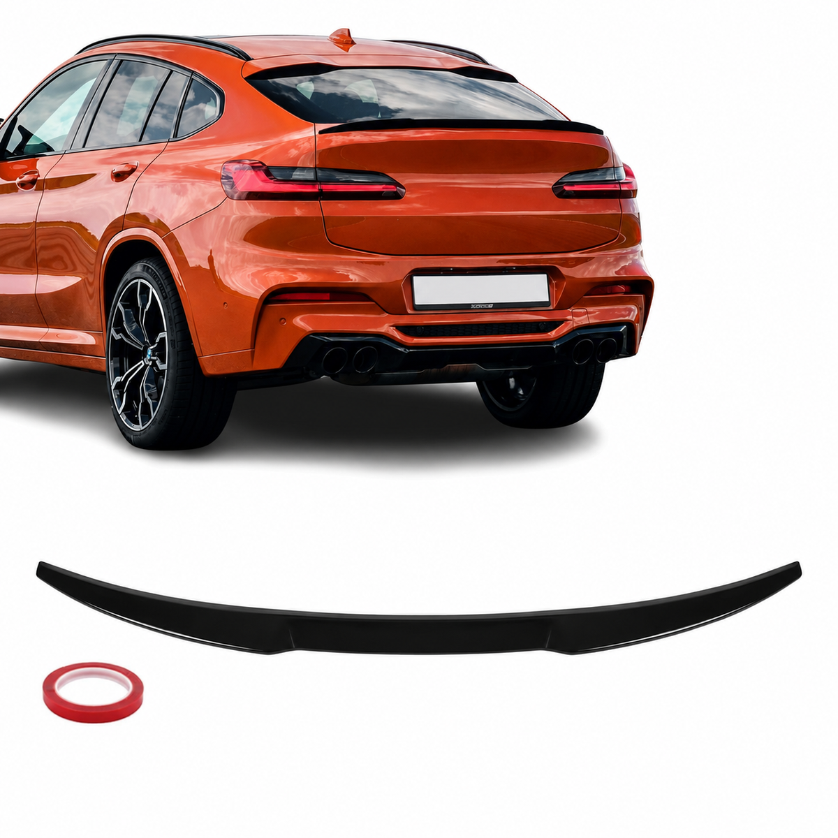 Competition stil Bakluckespoiler för BMW X4 G02 (18-25), blank svart