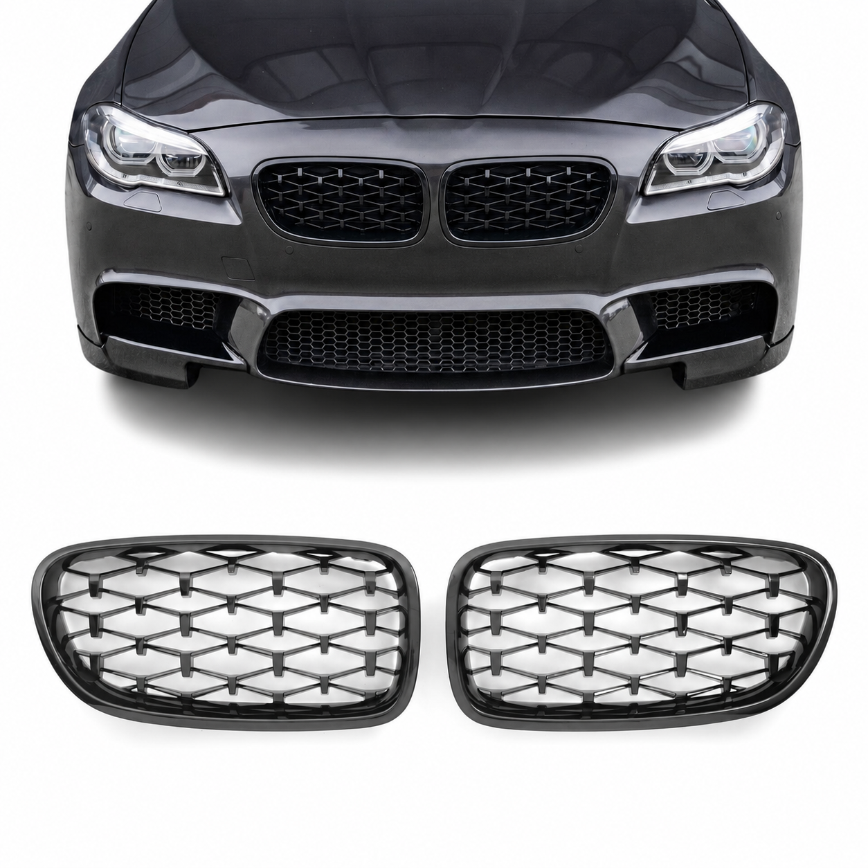 Diamond Främre njurar för BMW F10 / F11, blank svart