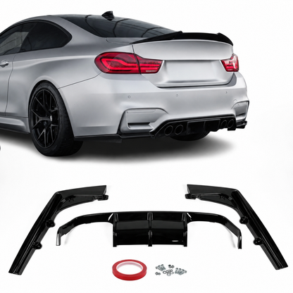 V-stil Diffuser för bakre stötfångare för BMW F80 / F82 / F83, blank svart