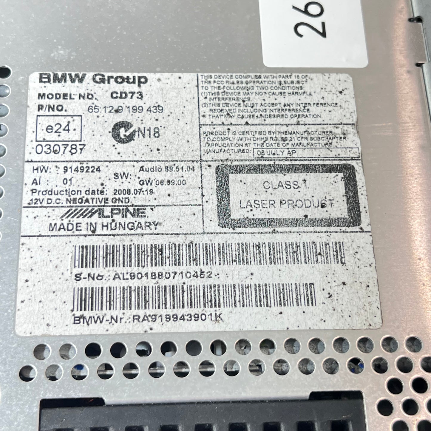 Professional Radio Bmw E90 / E91 / E92 / E93  art: 65129199439