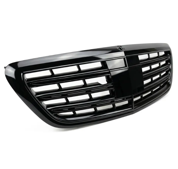 S65-stil Frontgrill för Mercedes-Benz W222 (13-20) med Night View Assist, blank svart
