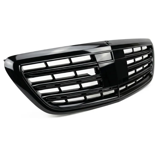 S65-stil Frontgrill för Mercedes-Benz W222 (13-20) med Night View Assist, blank svart