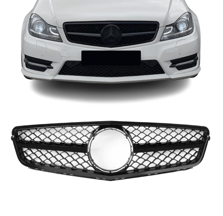C63 style Grill Mercedes W204 / S204 / C204 Blank svart (07-14)