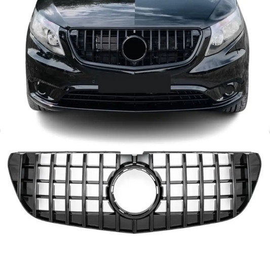GT R Panamericana style Grill Mercedes Vito W447 Blank svart (14-19)