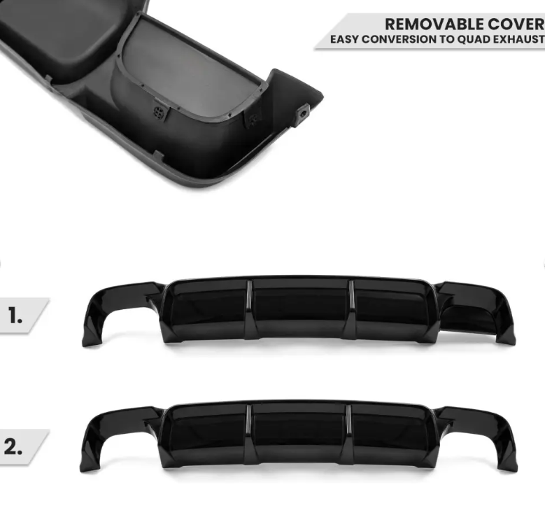WR Diffuser för bakre stötfångare för BMW E39 med M-Pack, blank svart