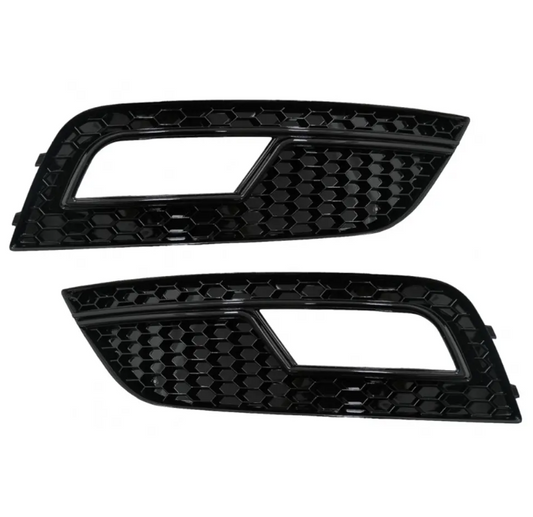 RS-stil Front Central + Dimljusgrill sats för Audi A4 B8.5 (12-15) standard version, blank svart