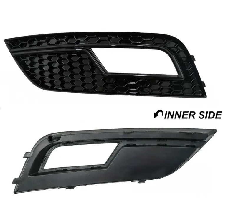 RS-stil Front Central + Dimljusgrill sats för Audi A4 B8.5 (12-15) standard version, blank svart