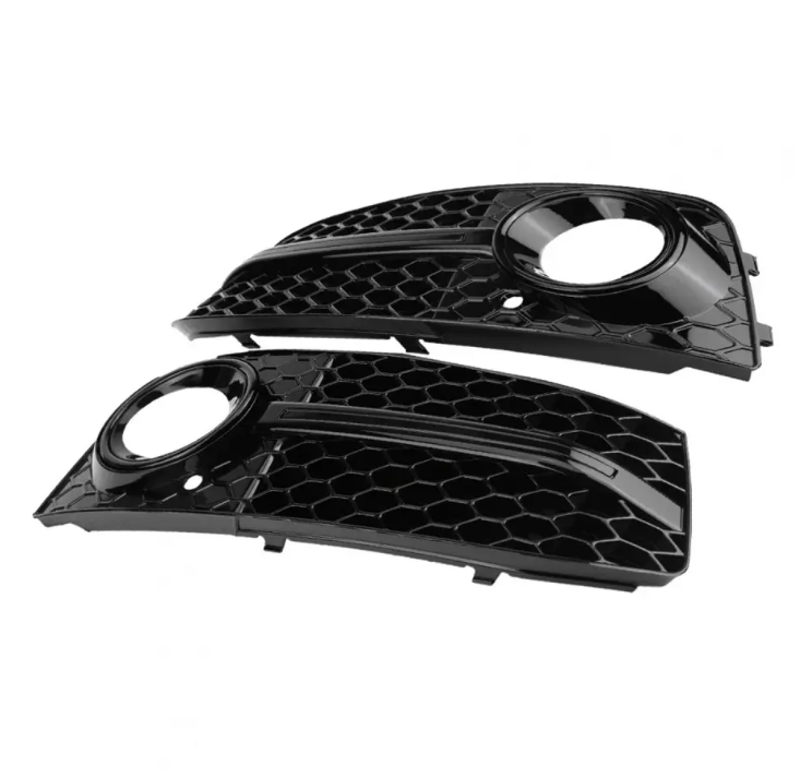 RS-stil Front Central + Dimljusgrill sats för Audi A4 B8 (08-12) standard version, blank svart