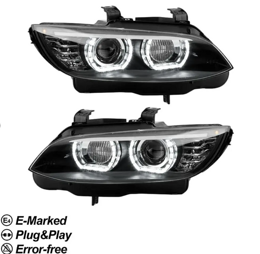 DTM-inspirerad Xenon Strålkastare sats med vit LED Angel Eyes för BMW E92 / E93 PRE-LCI (06-10)