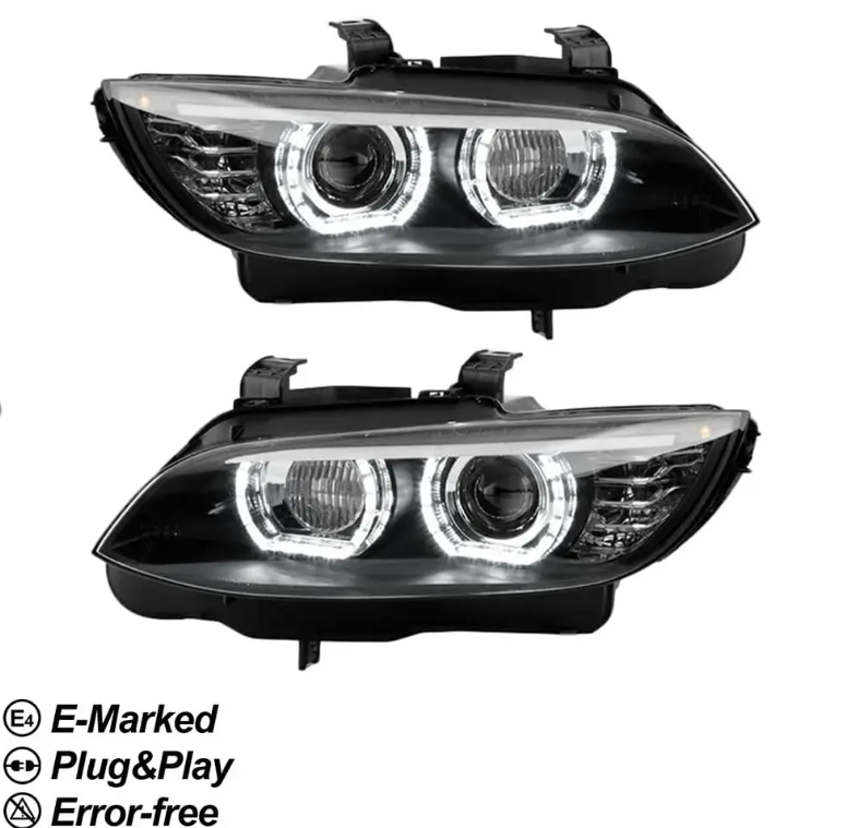 DTM-inspirerad Xenon Strålkastare sats med vit LED Angel Eyes för BMW E92 / E93 PRE-LCI (06-10)