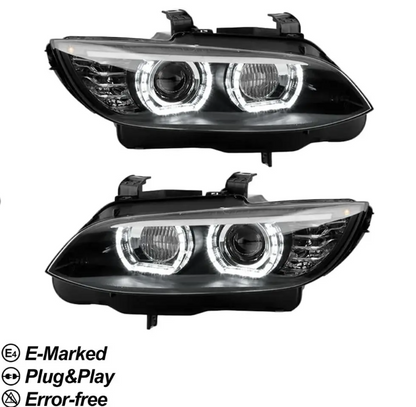 DTM-inspirerad Xenon Strålkastare sats med vit LED Angel Eyes för BMW E92 / E93 PRE-LCI (06-10)