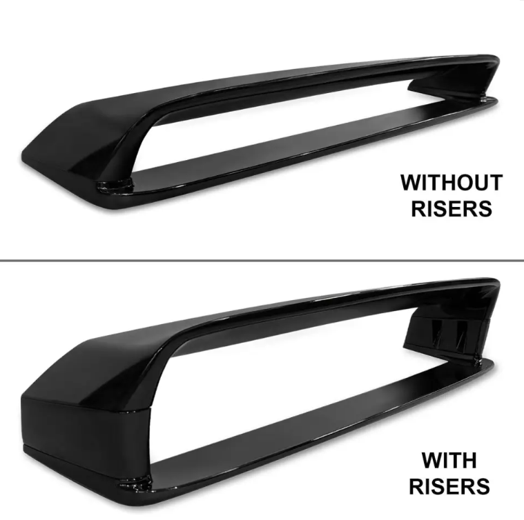 LTW-stil Bakluckespoiler + Risers sats för BMW E46 sedan / coupé, blank svart