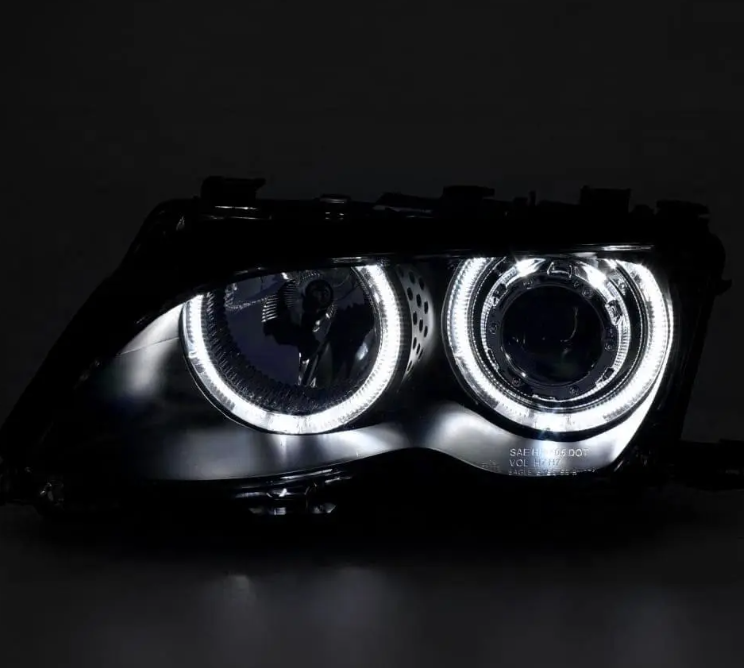 Strålkastare sats med LED Angel Eyes för BMW E46 facelift (01-05) sedan / touring