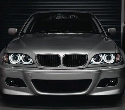 Strålkastare sats med LED Angel Eyes för BMW E46 facelift (01-05) sedan / touring