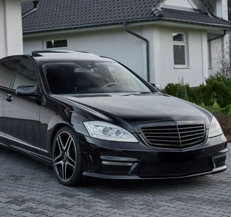 Frontgrill för Mercedes-Benz W221 (09-13) utan ACC, blank svart