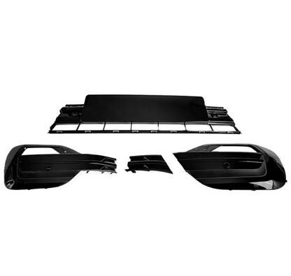 Badgeless Front Upper + Nedre Grill sats för VW T6.1 (19-24), blank svart