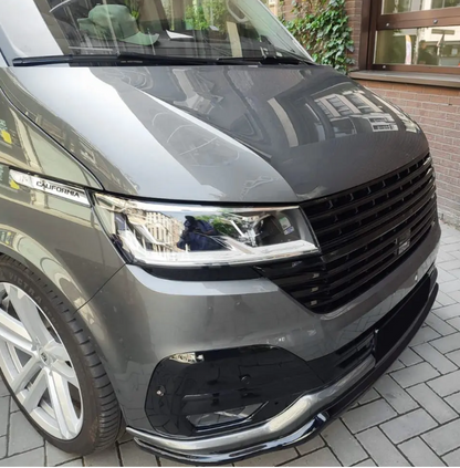 Badgeless Front Upper + Nedre Grill sats för VW T6.1 (19-24), blank svart