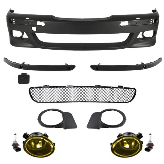 M-Pack Främre stötfångare för BMW E39, med PDC och headlight washers, med gul Dimljus