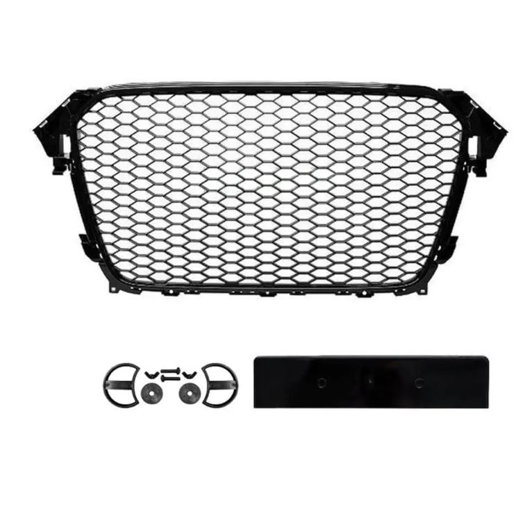 RS-design Frontgrill för Audi A4 B8.5 / S4 B8.5 (12-15) utan PDC, blank svart
