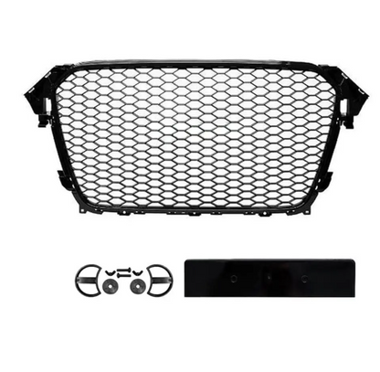RS-design Frontgrill för Audi A4 B8.5 / S4 B8.5 (12-15) utan PDC, blank svart
