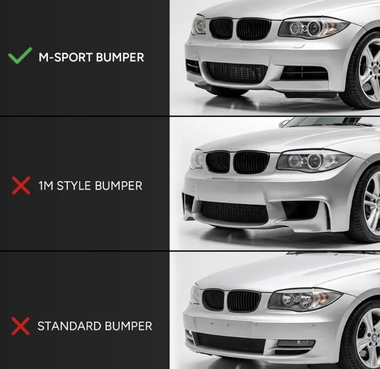 WR Frontläpp för BMW E82 / E88 med M-Sport, blank svart