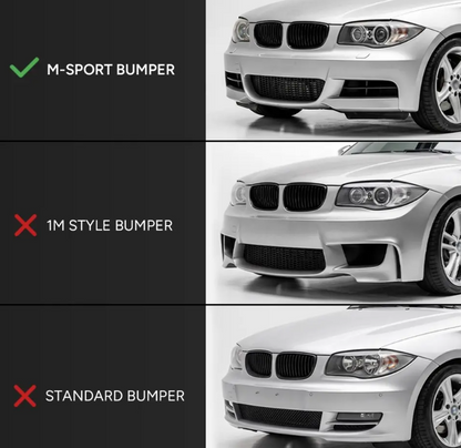 WR Frontläpp för BMW E82 / E88 med M-Sport, blank svart