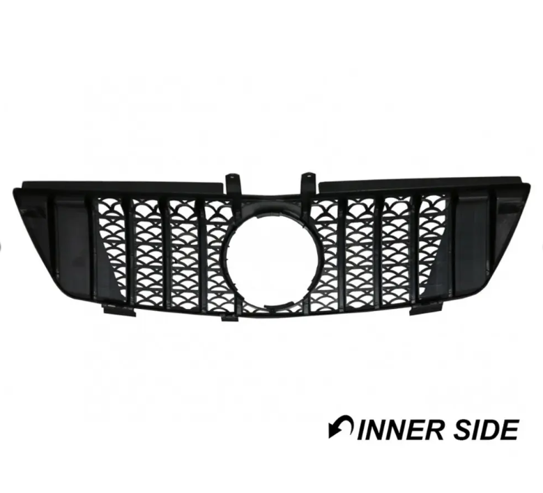 GT R Panamericana stil Frontgrill för Mercedes ML W164 (05-08), blank svart
