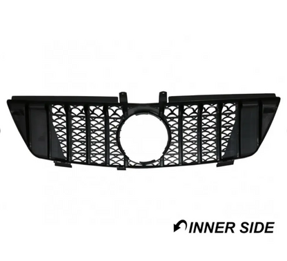 GT R Panamericana stil Frontgrill för Mercedes ML W164 (05-08), blank svart