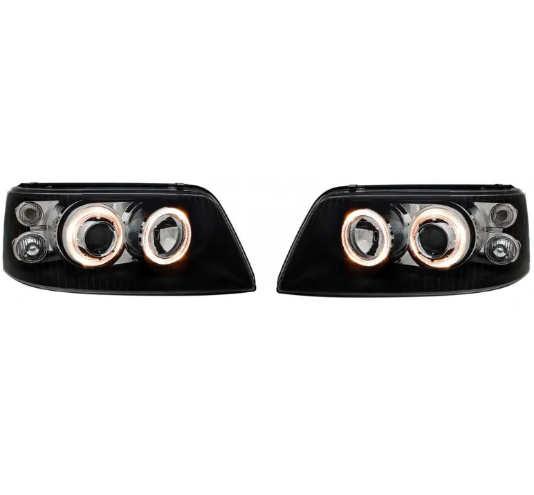 Strålkastare med Angel Eyes rings för VW T5 (03-09), svart