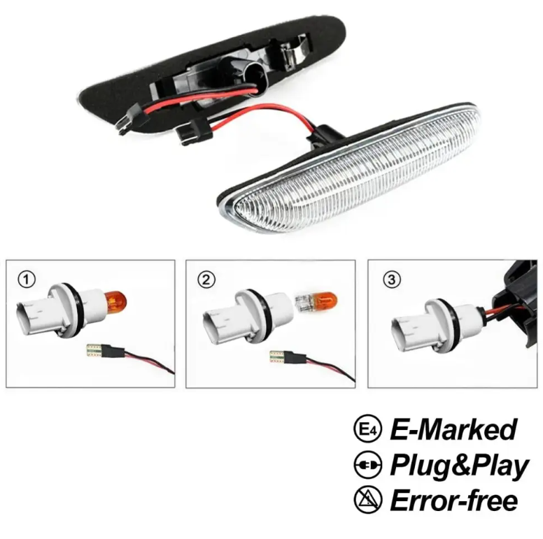 Dynamiska LED-sidoblinkers för BMW E60 / E61 (03-10), vit